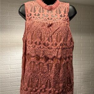 Xhilaration Pink Embellished Blouse with Mandarin Collar